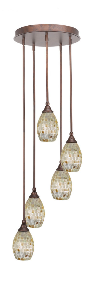 Toltec Lighting - 2145-BRZ-406 - Five Light Pendalier - Empire - Bronze