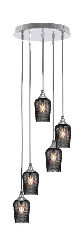 Toltec Lighting - 2145-CH-4252 - Five Light Pendalier - Empire - Chrome