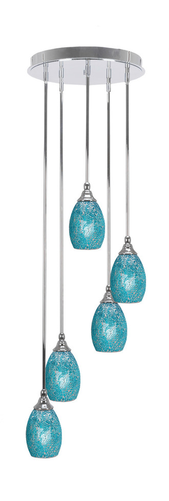 Toltec Lighting - 2145-CH-5055 - Five Light Pendalier - Empire - Chrome
