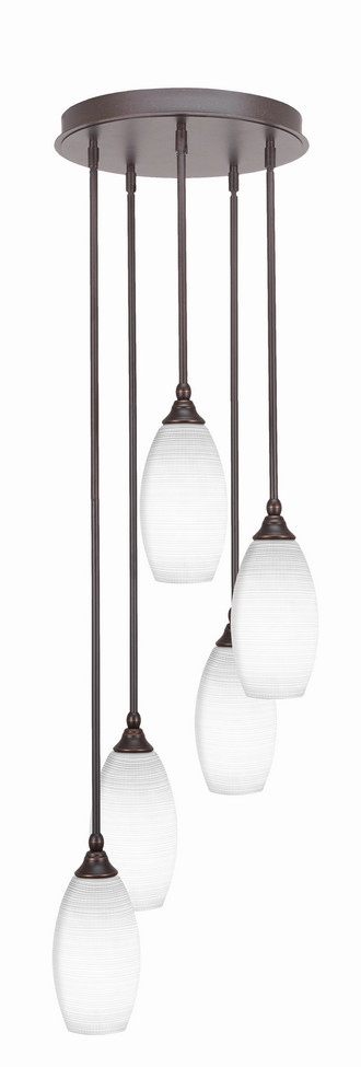 Toltec Lighting - 2145-DG-4041 - Five Light Pendalier - Empire - Dark Granite