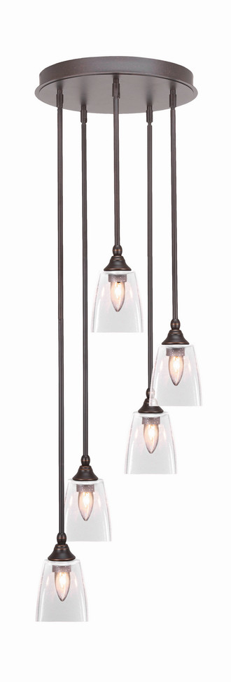 Toltec Lighting - 2145-DG-461 - Five Light Pendalier - Empire - Dark Granite
