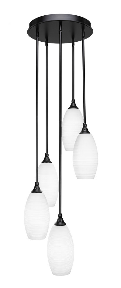 Toltec Lighting - 2145-MB-4041 - Five Light Pendalier - Empire - Matte Black