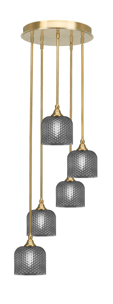 Toltec Lighting - 2145-NAB-4612 - Five Light Pendalier - Empire - New Age Brass
