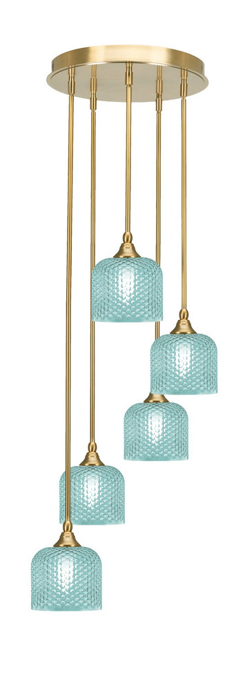 Toltec Lighting - 2145-NAB-4615 - Five Light Pendalier - Empire - New Age Brass