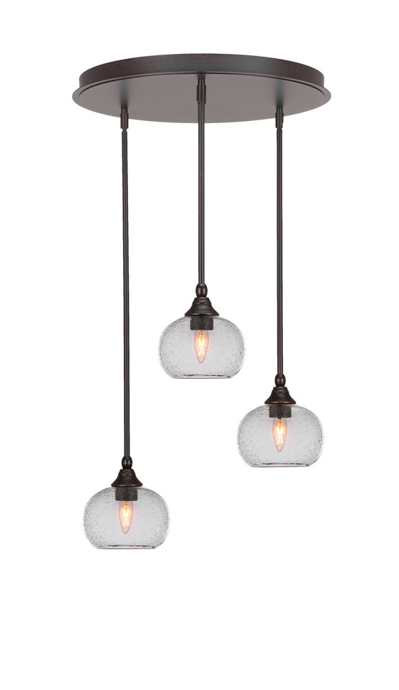 Toltec Lighting - 2183-DG-202 - Three Light Pendalier - Empire - Dark Granite