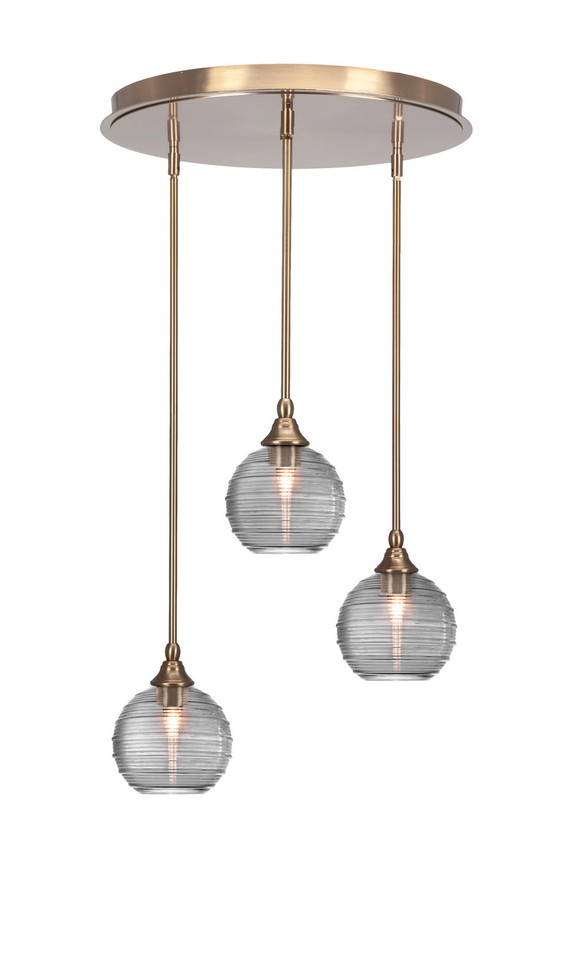 Toltec Lighting - 2183-NAB-5122 - Three Light Pendalier - Empire - New Age Brass