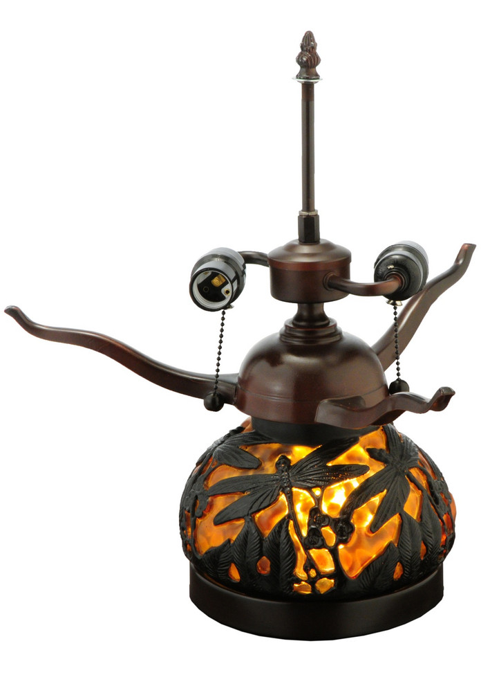 Meyda Tiffany - 138102 - Three Light Table Lamp - Dragonfly - Mahogany Bronze Amber