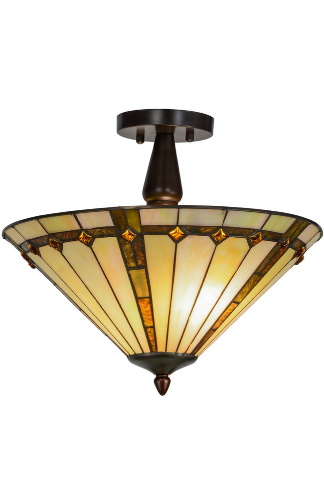 Meyda Tiffany - 138901 - Two Light Semi Flush Mount - Belvidere - Mahogany Bronze