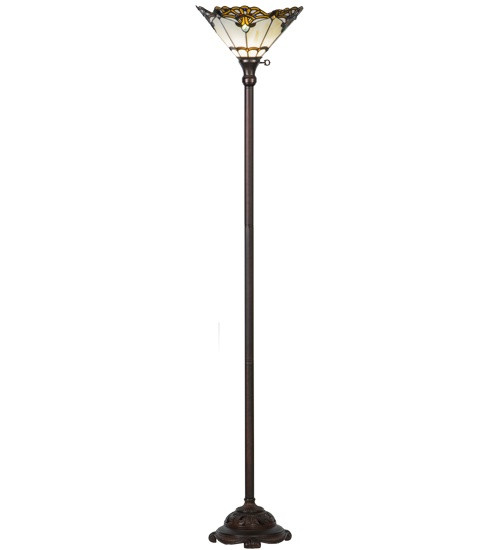Meyda Tiffany - 144756 - One Light Torchiere - Shell with Jewels - Mahogany Bronze