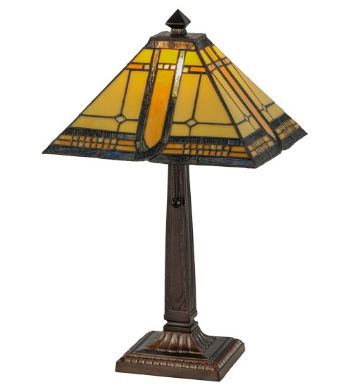 Meyda Tiffany - 147482 - One Light Table Lamp - Sierra Prairie Mission - Mahogany Bronze And Hi-Lited Craftsman Brown
