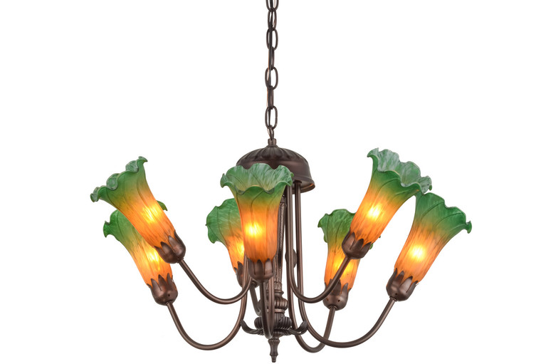 Meyda Tiffany - 160614 - Seven Light Chandelier - Amber/Green - Mahogany Bronze