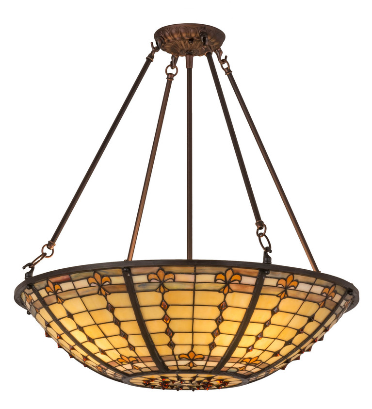 Meyda Tiffany - 170547 - Four Light Semi-Flushmount - Fleur-De-Lite - Mahogany Bronze