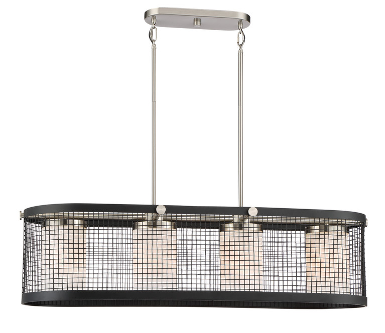 Nuvo Lighting - 60-6455 - Four Light Pendant - Pratt - Black / Brushed Nickel Accents