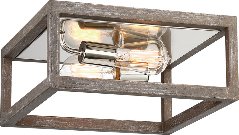 Nuvo Lighting - 60-6482 - Two Light Flush Mount - Bliss - Driftwood / Polished Nickel Accents