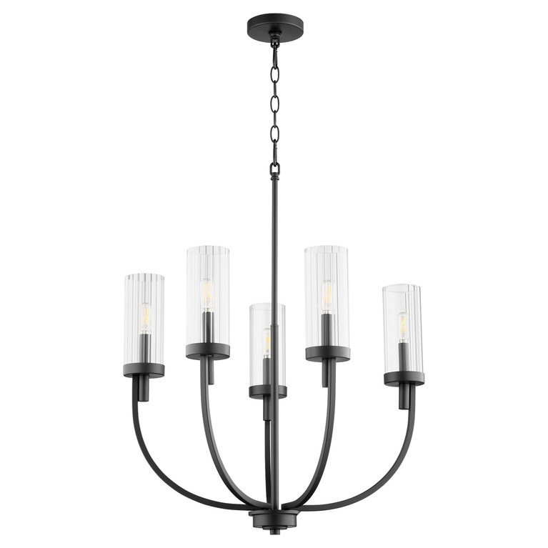 Quorum - 601-5-69 - Five Light Chandelier - Ladin - Textured Black|Clear Fluted Glass