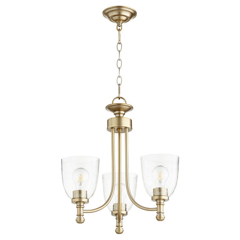 Quorum - 6122-3-280 - Three Light Chandelier - Rossington - Aged Brass|Clear Seeded
