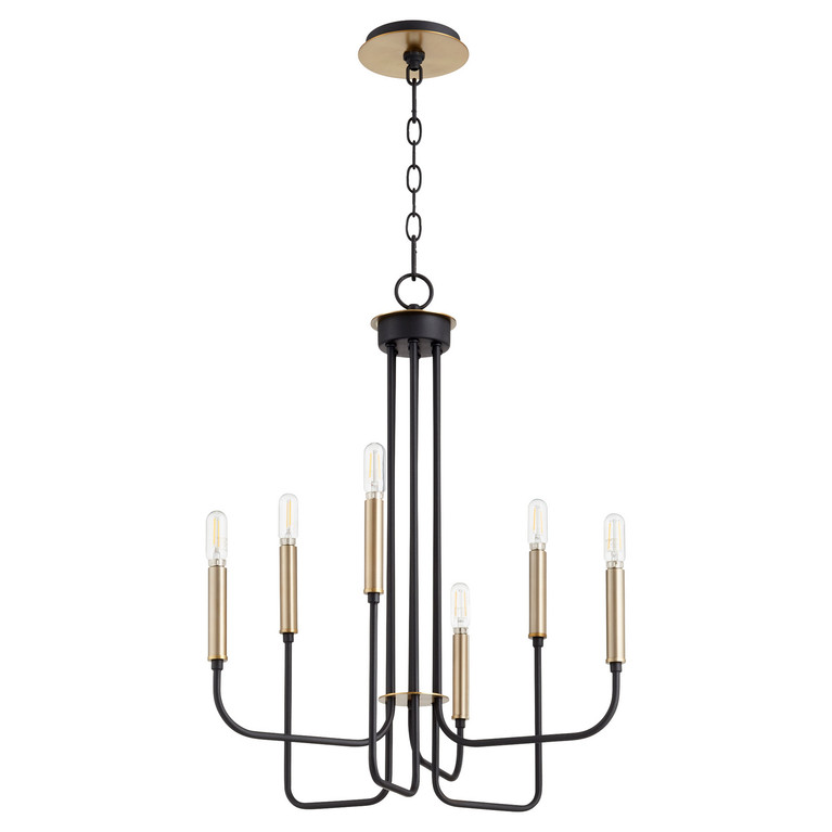 Quorum - 630-6-6980 - Six Light Chandelier - Hope - Textured Black|Aged Brass