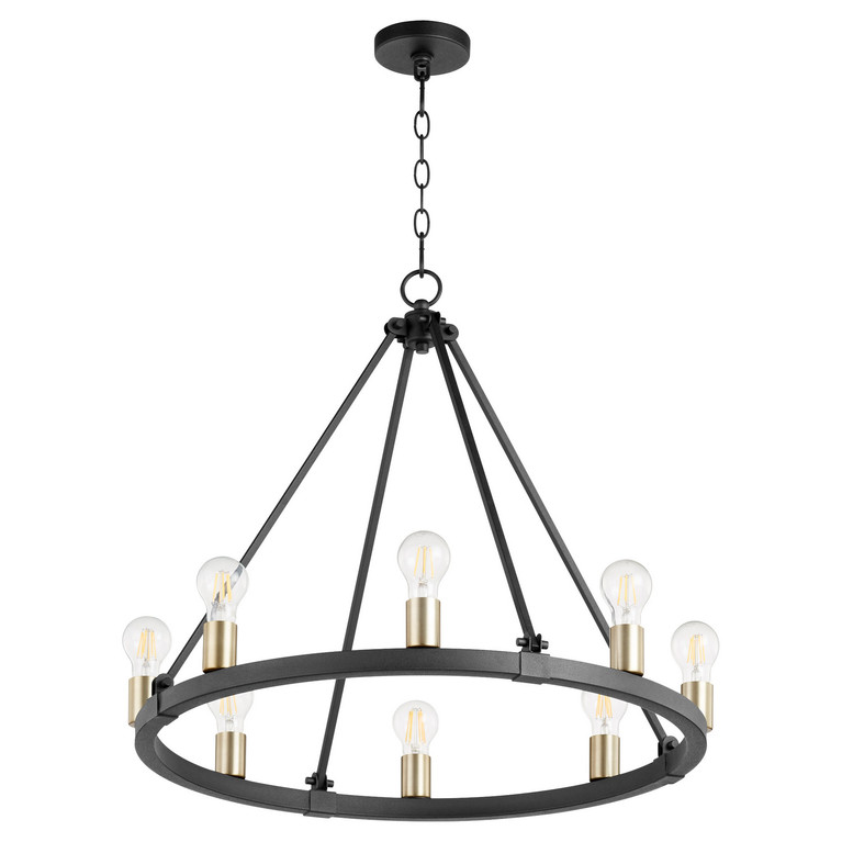 Quorum - 64-8-6980 - Eight Light Chandelier - Paxton - Textured Black|Aged Brass