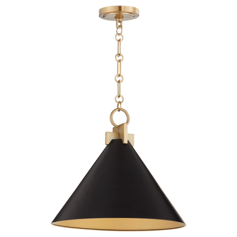 Quorum - 68-16-5980 - One Light Pendant - Jackson - Matte Black|Aged Brass