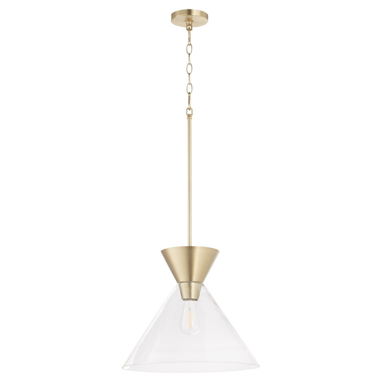 Quorum - 8119-280 - One Light Pendant - Beldar - Aged Brass|Clear Glass