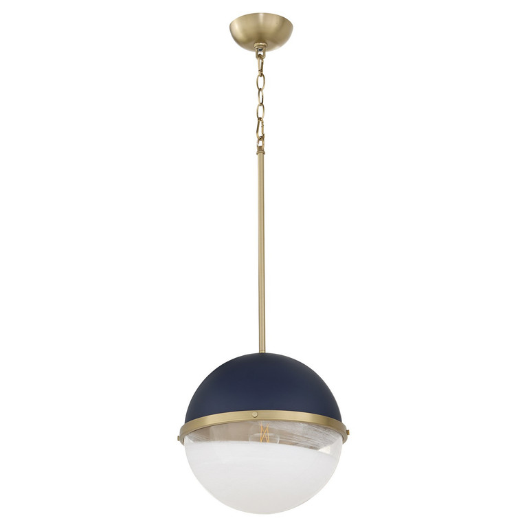 Quorum - 82-12-3280 - One Light Pendant - Blue|Aged Brass