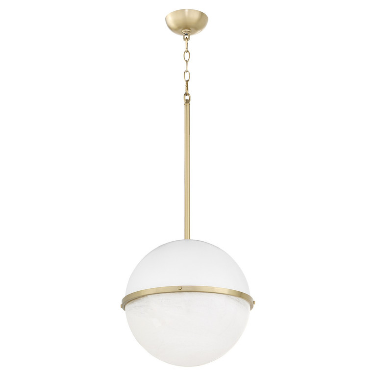Quorum - 82-14-0880 - One Light Pendant - Studio White|Aged Brass