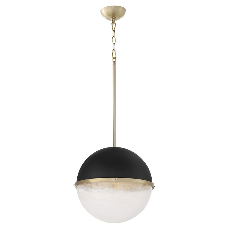 Quorum - 82-14-6980 - One Light Pendant - Textured Black|Aged Brass