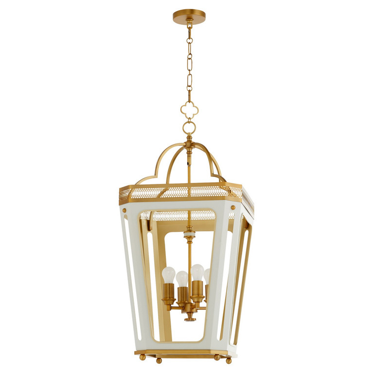 Quorum - 840-4-0847 - Four Light Pendant - Loire - Studio White|Brushed Brass
