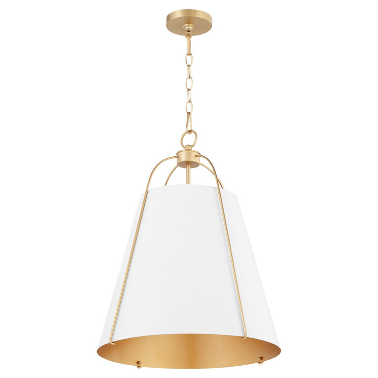 Quorum - 861-3-0880 - Three Light Pendant - Ellen - Studio White|Aged Brass