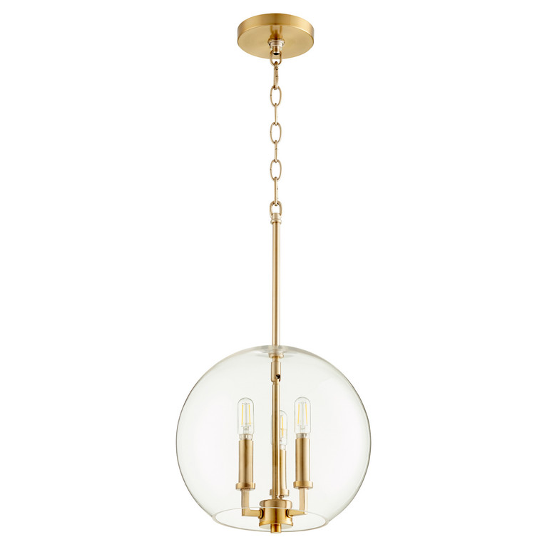 Quorum - 873-3-80 - Three Light Pendant - 873 Globe Pendants - Aged Brass