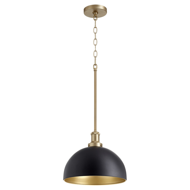 Quorum - 876-6980 - One Light Pendant - 876 Dome Pendants - Textured Black|Aged Brass