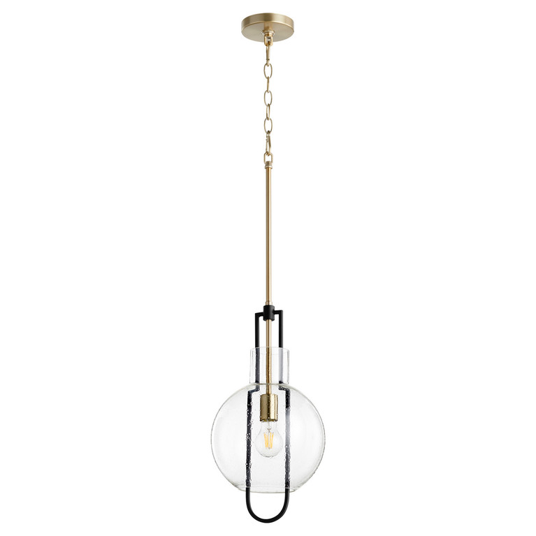 Quorum - 89-10-6980 - One Light Pendant - Textured Glass Pendants - Textured Black|Aged Brass