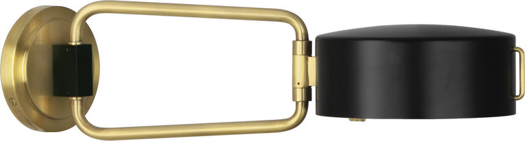Robert Abbey - 1597 - One Light Wall Swinger - Simon - Satin Black w/Modern Brass