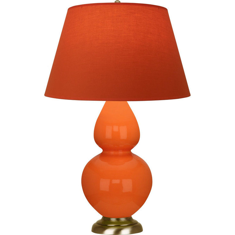 Robert Abbey - 1665T - One Light Table Lamp - Double Gourd - Pumpkin Glazed Ceramic w/Antique Natural Brass