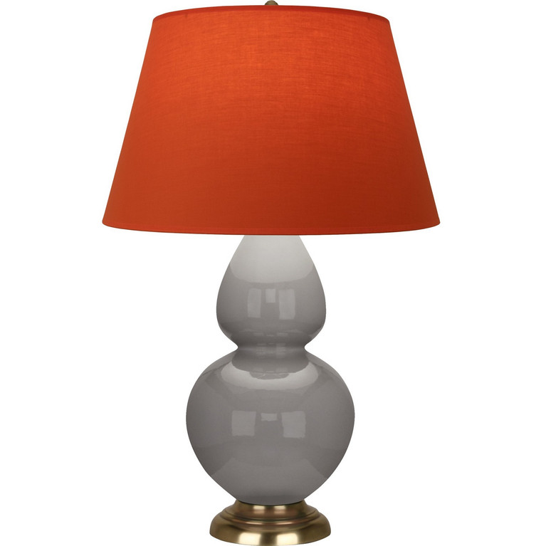 Robert Abbey - 1748T - One Light Table Lamp - Double Gourd - Smokey Taupe Glazed Ceramic w/Antique Natural Brass
