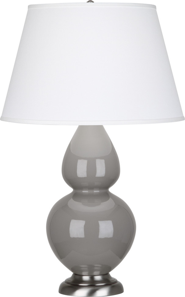 Robert Abbey - 1750X - One Light Table Lamp - Double Gourd - Smokey Taupe Glazed Ceramic w/Antique Silver