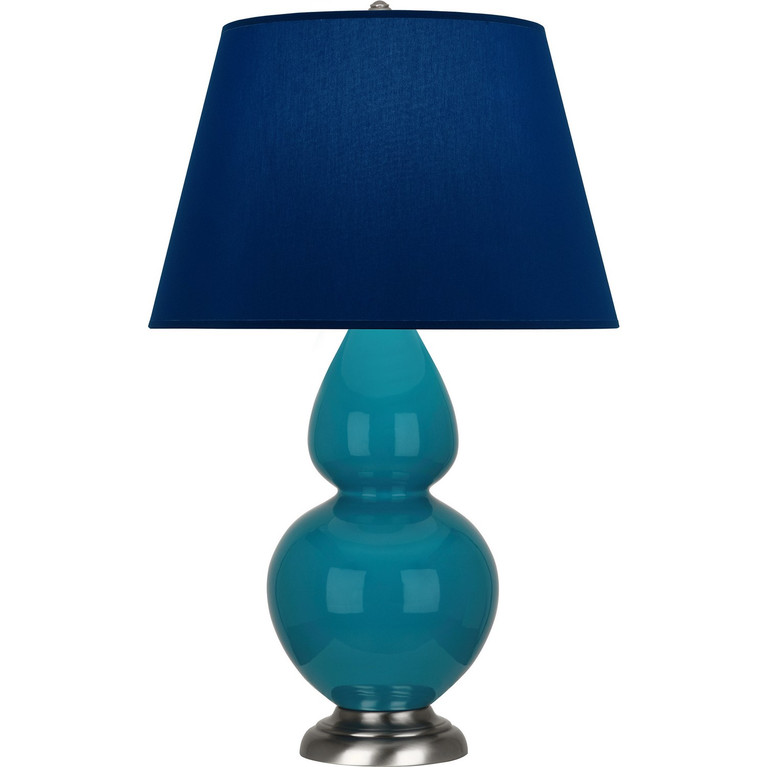 Robert Abbey - 1753N - One Light Table Lamp - Double Gourd - Peacock Glazed Ceramic w/Antique Silver