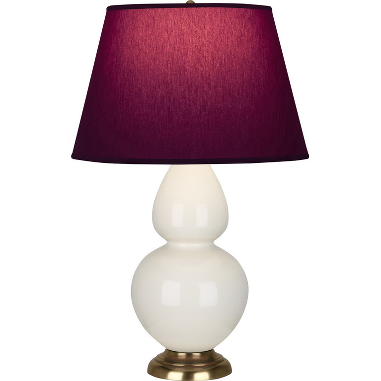 Robert Abbey - 1754P - One Light Table Lamp - Double Gourd - Bone Glazed Ceramic w/Antique Natural Brass