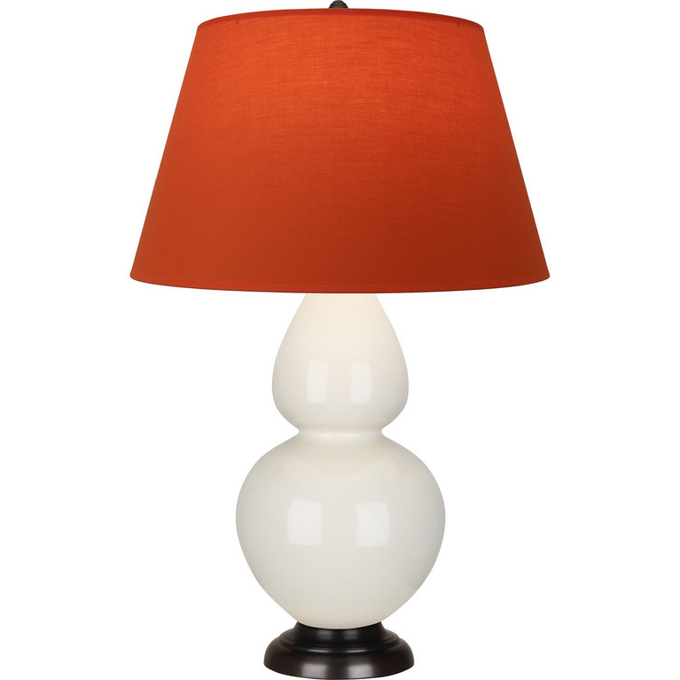 Robert Abbey - 1755T - One Light Table Lamp - Double Gourd - Bone Glazed Ceramic w/Deep Patina Bronze