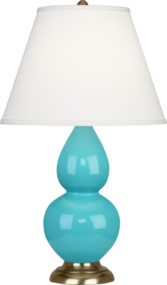 Robert Abbey - 1760X - One Light Accent Lamp - Small Double Gourd - Egg Blue Glazed Ceramic w/Antique Natural Brass