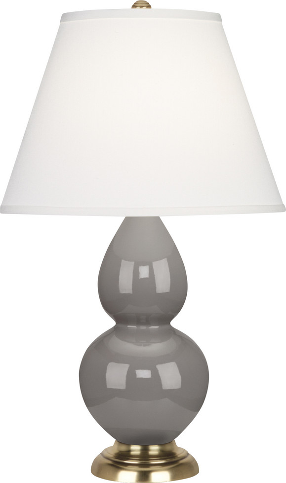 Robert Abbey - 1768X - One Light Accent Lamp - Small Double Gourd - Smokey Taupe Glazed Ceramic w/Antique Natural Brass