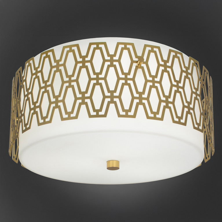 Robert Abbey - 203 - Three Light Flushmount - Marcel - Modern Brass w/Frosted Cased White