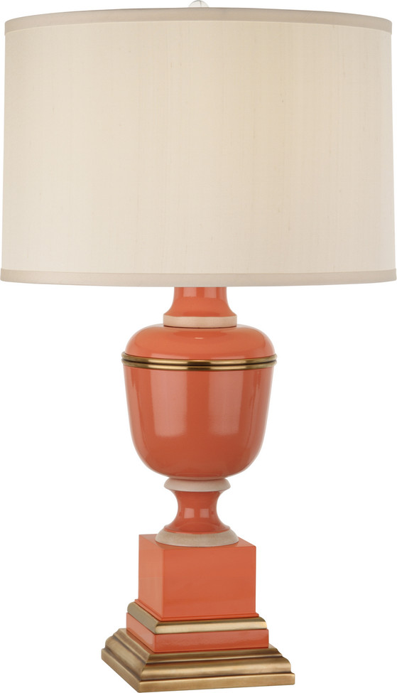 Robert Abbey - 2600X - One Light Table Lamp - Annika - Tangerine Lacquered Paint w/Natural Brass Ivory Crackle