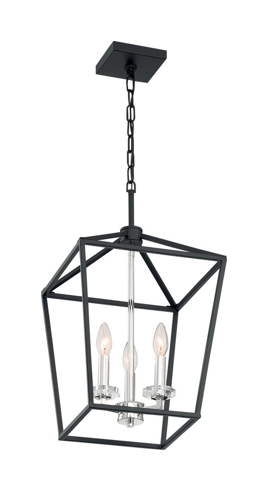 Nuvo Lighting - 60-7145 - Three Light Pendant - Storyteller - Matte Black / Polished Nickel Accents
