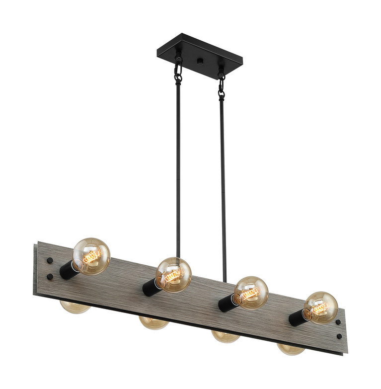 Nuvo Lighting - 60-7233 - Eight Light Island Pendant - Stella - Driftwood / Black Accents