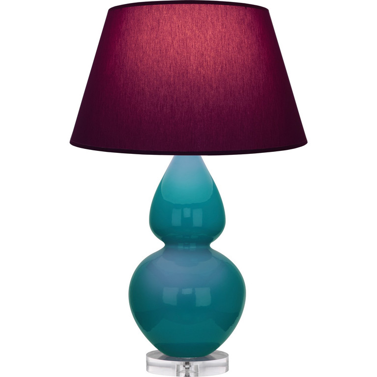Robert Abbey - A753P - One Light Table Lamp - Double Gourd - Peacock Glazed Ceramic w/Lucite