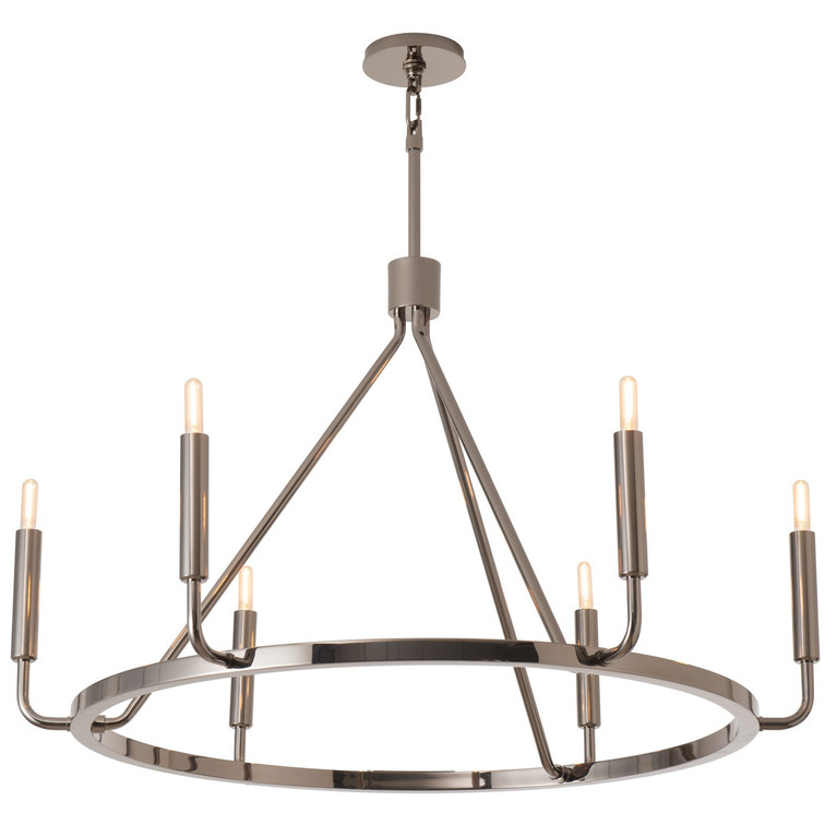Robert Abbey - B1408 - Six Light Chandelier - Mavisten Edition Carbonia - Black Chrome