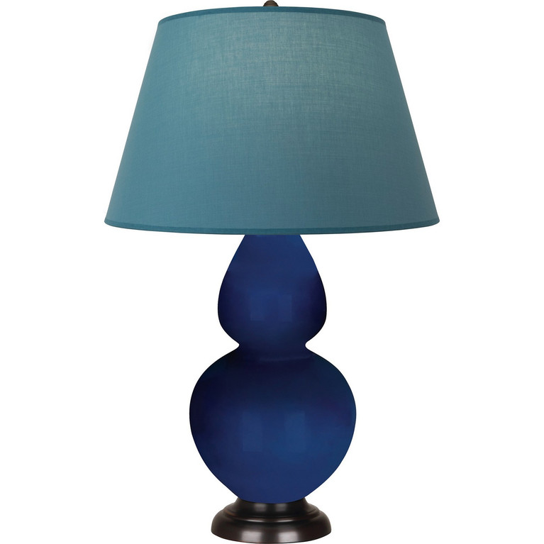 Robert Abbey - CT21B - One Light Table Lamp - Double Gourd - Cobalt Glazed Ceramic w/Deep Patina Bronze