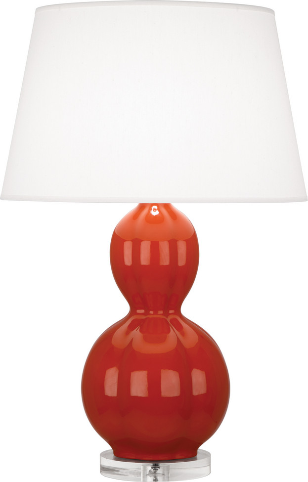 Robert Abbey - DB997 - One Light Table Lamp - Williamsburg Randolph - Rusty Red Orange Glazed Ceramic w/Lucite