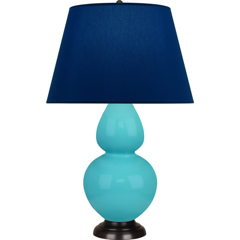 Robert Abbey - EB21N - One Light Table Lamp - Double Gourd - Egg Blue Glazed Ceramic w/Deep Patina Bronze